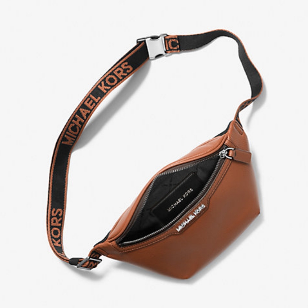 NWOT Michael Kors Brown Leather Cooper Belt Bag with Adjustable Strap